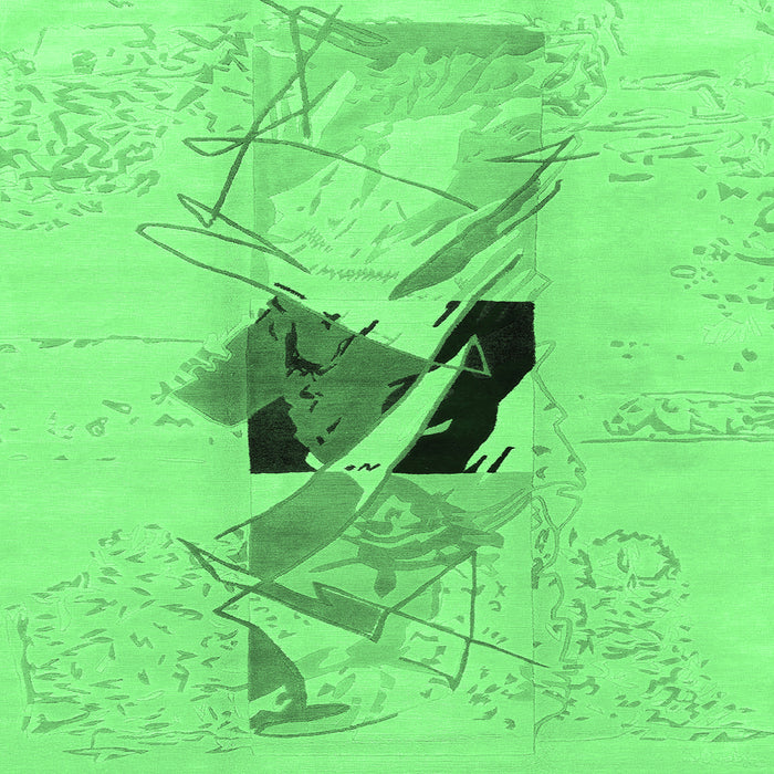 Square Abstract Emerald Green Modern Rug, abs1903emgrn