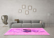 Machine Washable Abstract Pink Modern Rug in a Living Room, wshabs1903pnk