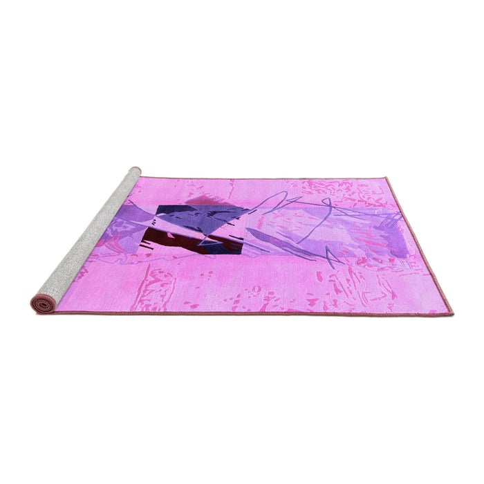 Sideview of Machine Washable Abstract Purple Modern Area Rugs, wshabs1903pur