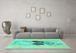 Machine Washable Abstract Turquoise Modern Area Rugs in a Living Room,, wshabs1903turq