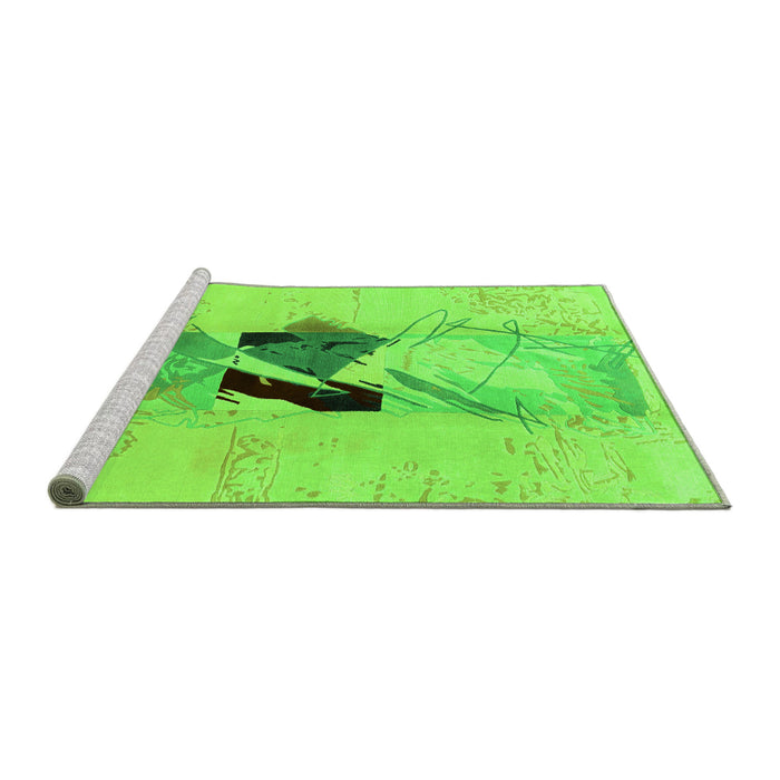 Sideview of Machine Washable Abstract Green Modern Area Rugs, wshabs1903grn