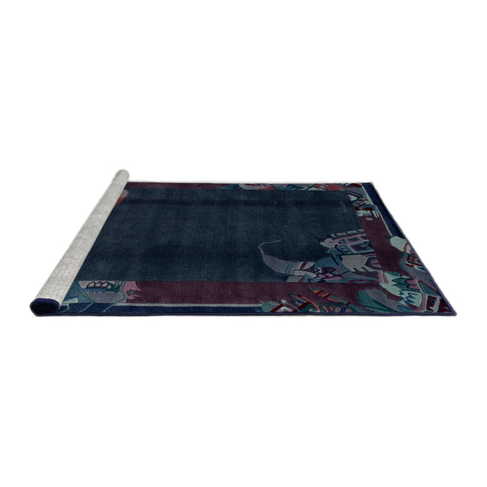Sideview of Machine Washable Abstract Night Blue Rug, wshabs1904