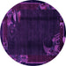 Round Machine Washable Abstract Pink Modern Rug, wshabs1904pnk