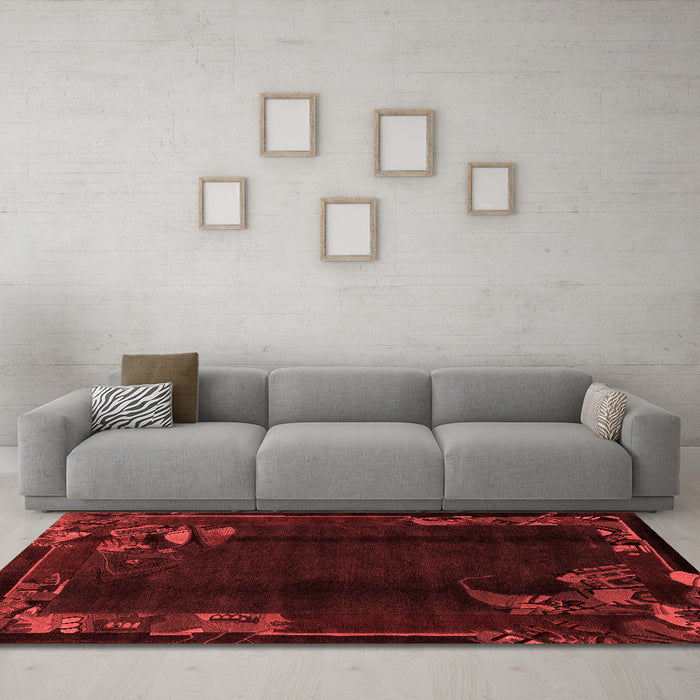 Modern Red Washable Rugs