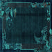 Square Abstract Turquoise Modern Rug, abs1904turq