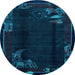 Round Machine Washable Abstract Light Blue Modern Rug, wshabs1904lblu