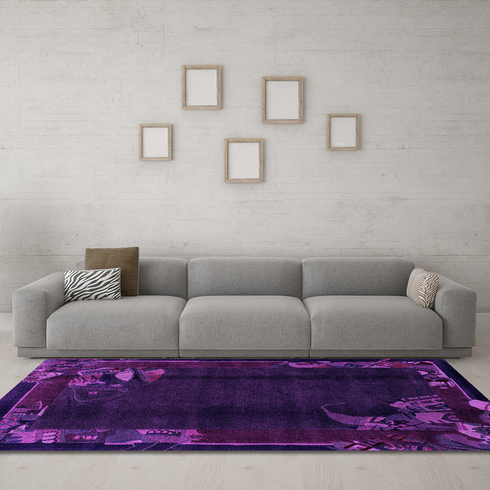 Machine Washable Abstract Pink Modern Rug in a Living Room, wshabs1904pnk
