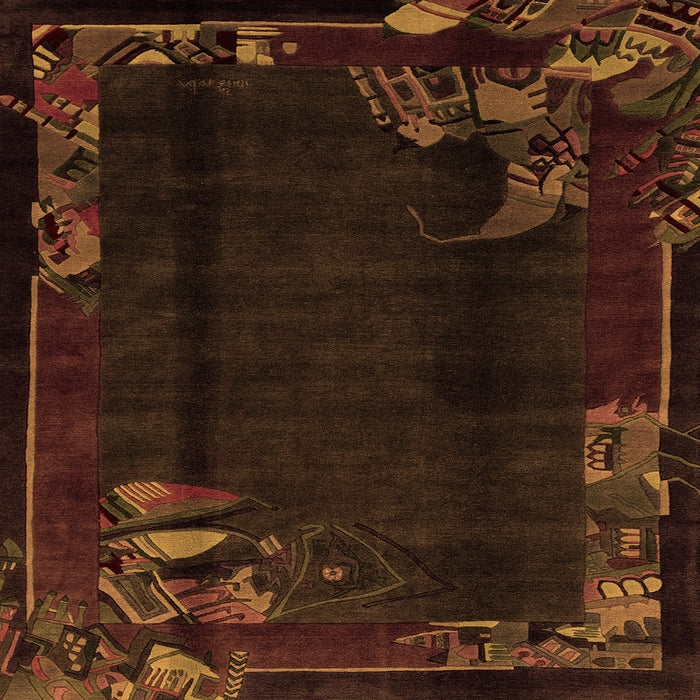 Square Machine Washable Abstract Orange Modern Area Rugs, wshabs1904org