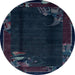 Round Abstract Blue Modern Rug, abs1904