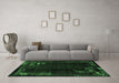 Machine Washable Abstract Emerald Green Modern Area Rugs in a Living Room,, wshabs1904emgrn