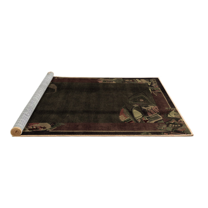 Sideview of Machine Washable Abstract Brown Modern Rug, wshabs1904brn