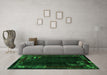 Machine Washable Abstract Green Modern Area Rugs in a Living Room,, wshabs1904grn