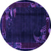 Round Machine Washable Abstract Purple Modern Area Rugs, wshabs1904pur