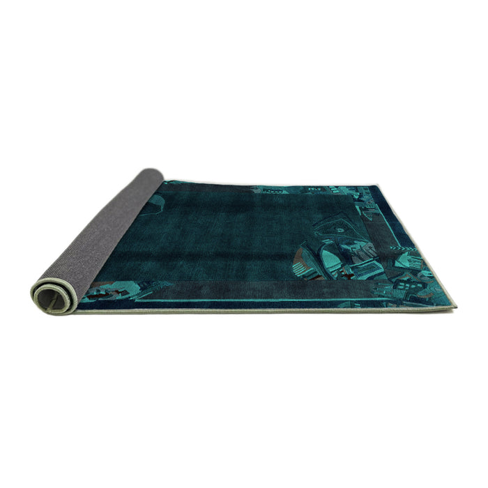 Sideview of Abstract Turquoise Modern Rug, abs1904turq