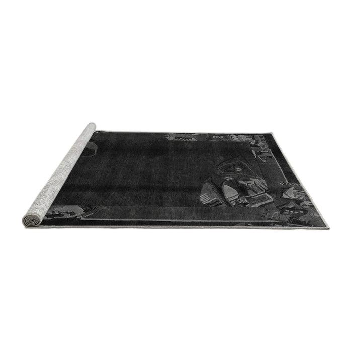 Sideview of Machine Washable Abstract Gray Modern Rug, wshabs1904gry