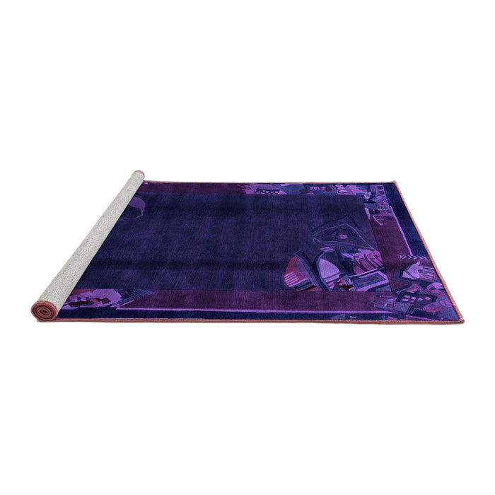 Sideview of Machine Washable Abstract Purple Modern Area Rugs, wshabs1904pur