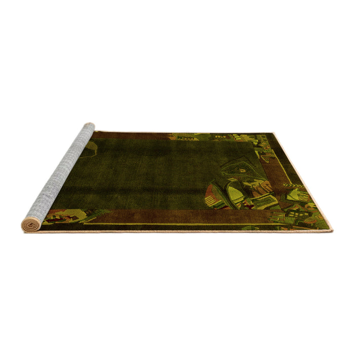 Sideview of Machine Washable Abstract Yellow Modern Rug, wshabs1904yw