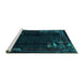 Sideview of Machine Washable Abstract Turquoise Modern Area Rugs, wshabs1904turq