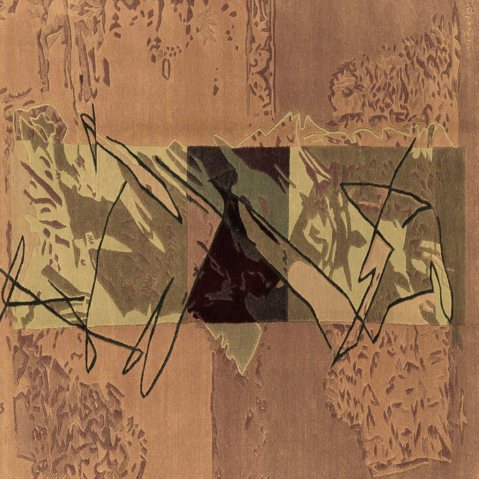 Square Machine Washable Abstract Brown Modern Rug, wshabs1905brn