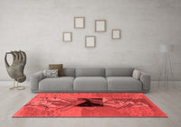 Machine Washable Abstract Red Modern Rug, wshabs1905red