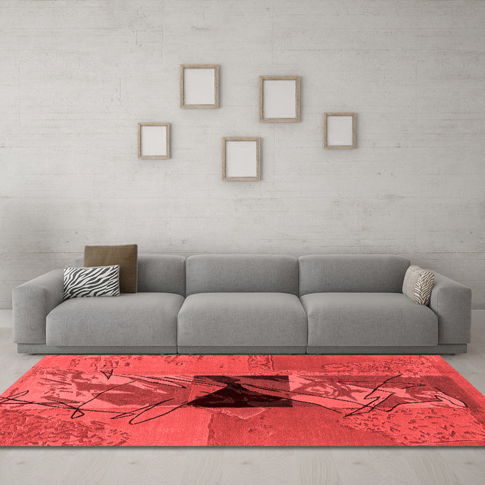 Modern Red Washable Rugs