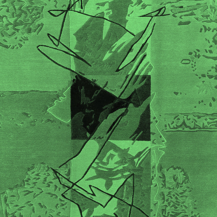 Machine Washable Abstract Emerald Green Modern Area Rugs, wshabs1905emgrn