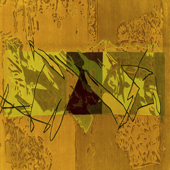 Square Machine Washable Abstract Yellow Modern Rug, wshabs1905yw