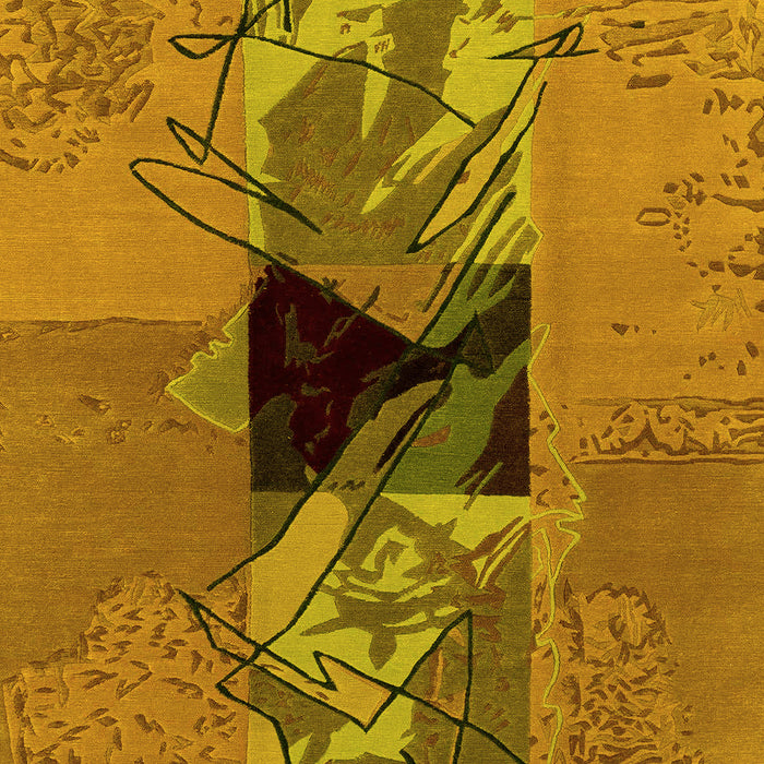 Machine Washable Abstract Yellow Modern Rug, wshabs1905yw