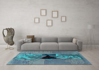 Machine Washable Abstract Light Blue Modern Rug, wshabs1905lblu