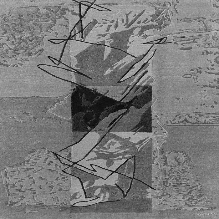 Square Machine Washable Abstract Gray Modern Rug, wshabs1905gry