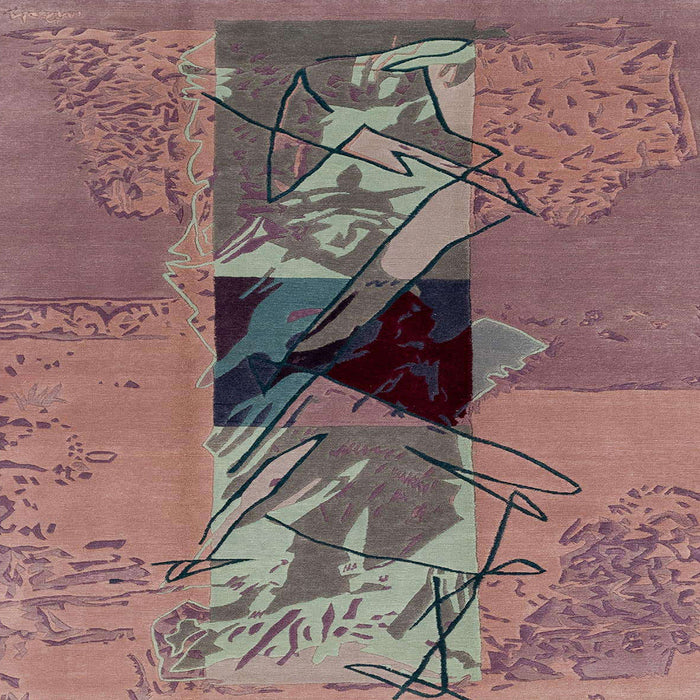 Square Abstract Pink Modern Rug, abs1905