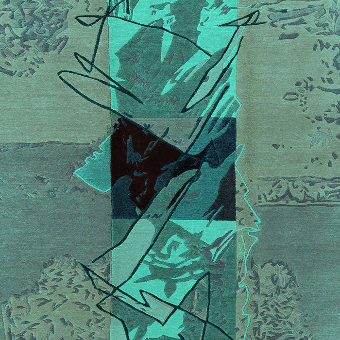 Machine Washable Abstract Turquoise Modern Area Rugs, wshabs1905turq