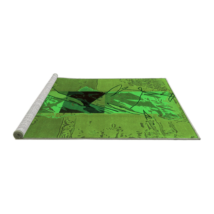 Sideview of Machine Washable Abstract Green Modern Area Rugs, wshabs1905grn