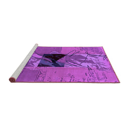 Sideview of Machine Washable Abstract Purple Modern Area Rugs, wshabs1905pur