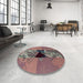 Round Abstract Pink Modern Rug in a Office, abs1905