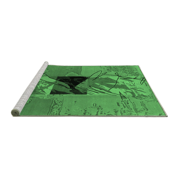 Sideview of Machine Washable Abstract Emerald Green Modern Area Rugs, wshabs1905emgrn