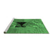 Sideview of Machine Washable Abstract Emerald Green Modern Area Rugs, wshabs1905emgrn