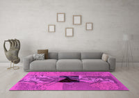 Machine Washable Abstract Pink Modern Rug, wshabs1905pnk