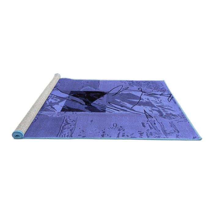 Sideview of Machine Washable Abstract Blue Modern Rug, wshabs1905blu