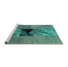 Sideview of Machine Washable Abstract Turquoise Modern Area Rugs, wshabs1905turq