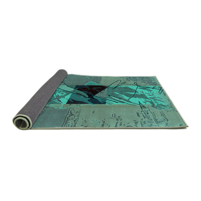 Sideview of Abstract Turquoise Modern Rug, abs1905turq