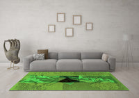 Machine Washable Abstract Green Modern Rug, wshabs1905grn