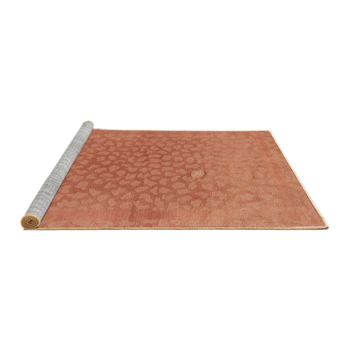 Sideview of Machine Washable Abstract Orange Red Rug, wshabs1906