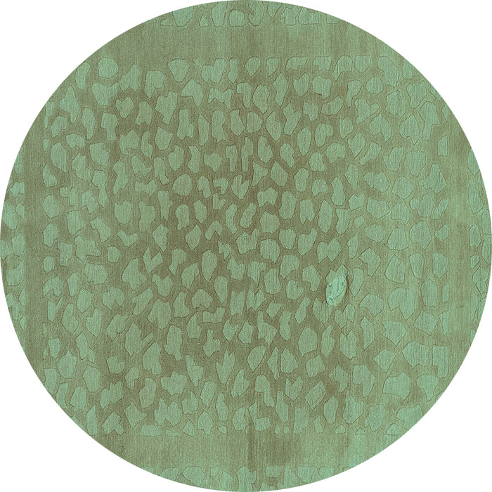Round Machine Washable Abstract Turquoise Modern Area Rugs, wshabs1906turq