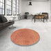 Round Abstract Orange Red Modern Rug in a Office, abs1906