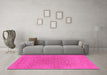 Machine Washable Abstract Pink Modern Rug in a Living Room, wshabs1906pnk