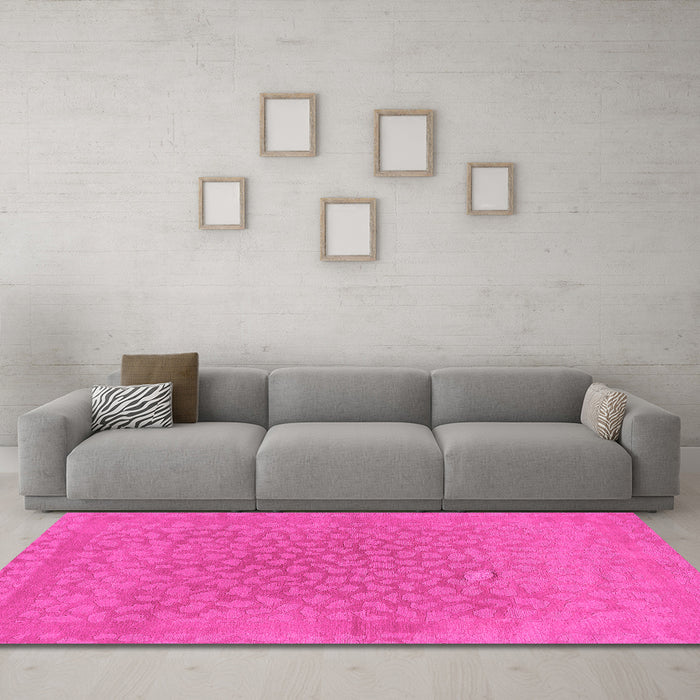 Machine Washable Abstract Pink Modern Rug in a Living Room, wshabs1906pnk