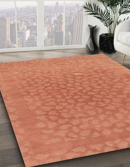 Machine Washable Abstract Orange Red Rug in a Family Room, wshabs1906