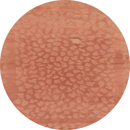 Round Machine Washable Abstract Orange Red Rug, wshabs1906