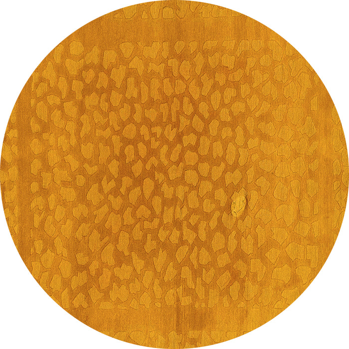 Round Abstract Yellow Modern Rug, abs1906yw